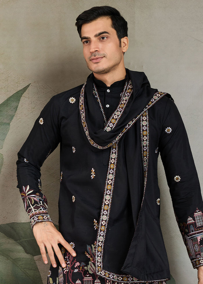 Black Viscose Kurta & Pajama Set