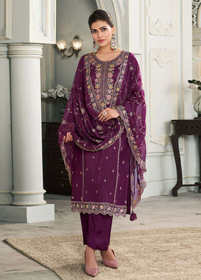 3 Pc Purple Silk Suit Set