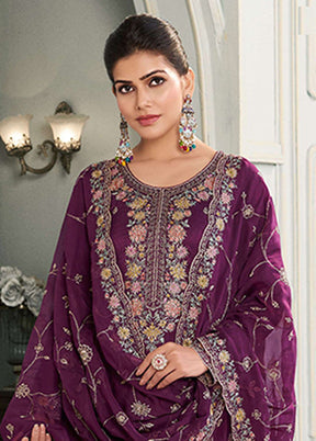 3 Pc Purple Silk Suit Set