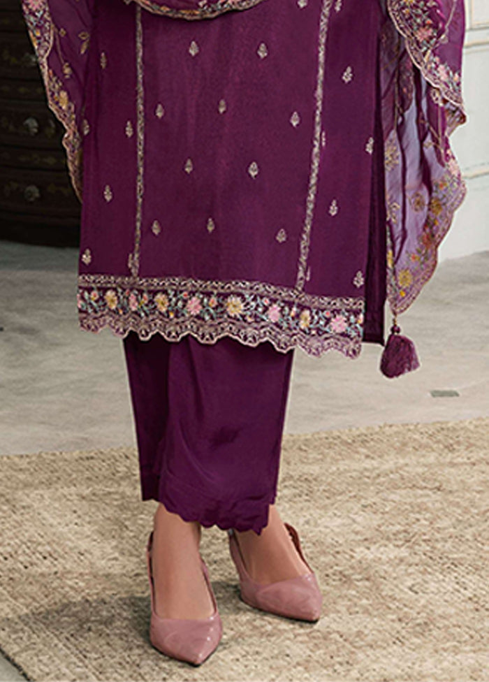 3 Pc Purple Silk Suit Set
