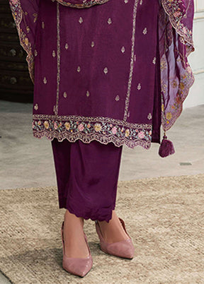 3 Pc Purple Silk Suit Set
