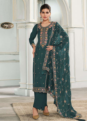 3 Pc Green Silk Suit Set