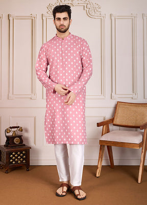 Pink Cotton Kurta & Pajama Set