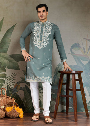 Green Silk Kurta
