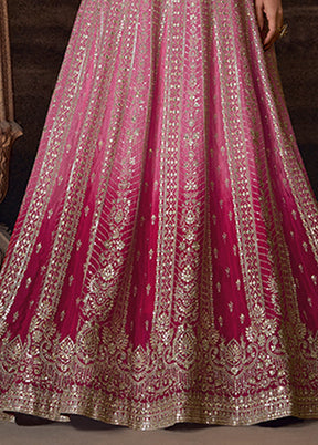 Pink Embroidery Work Silk Anarkali Suits