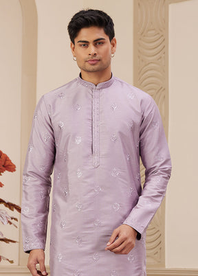 Purple Silk Kurta & Pajama Set