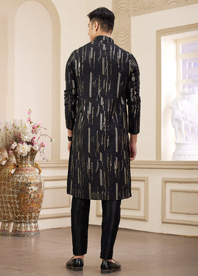 Black Silk Kurta & Pajama Set