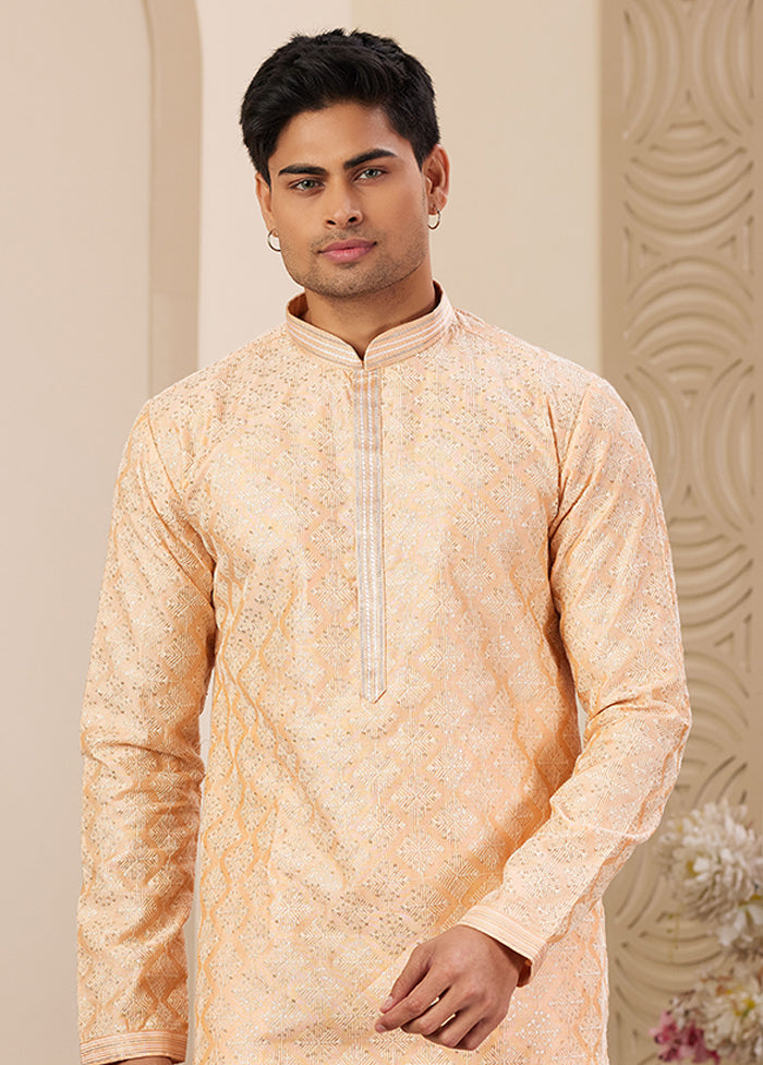 Peach Silk Kurta & Pajama Set