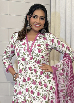 3 Pc Cream Cotton Suit Set