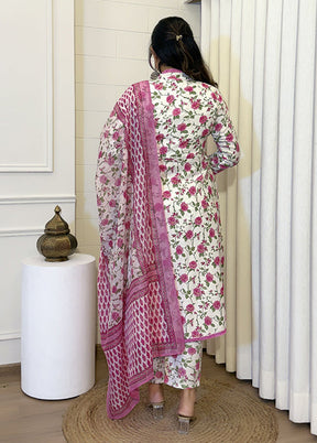 3 Pc Cream Cotton Suit Set