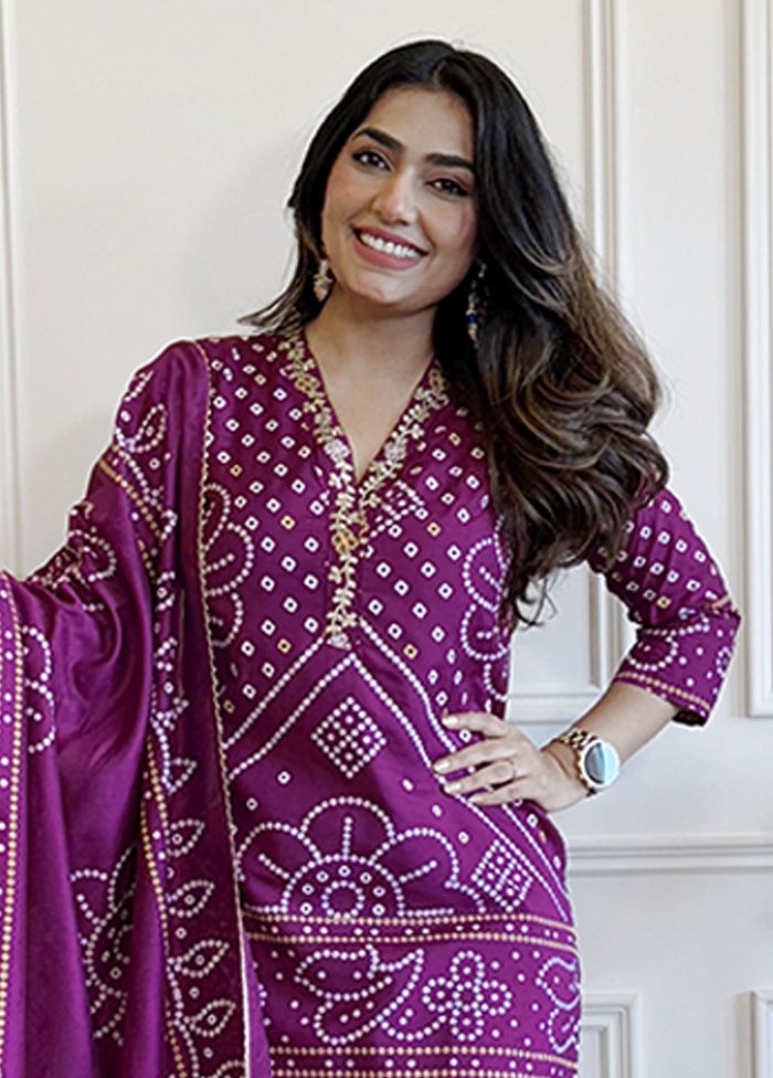 3 Pc Purple Silk Suit Set