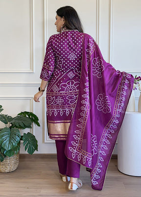 3 Pc Purple Silk Suit Set