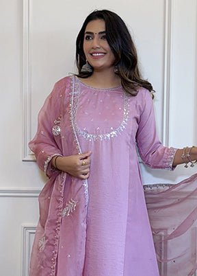3 Pc Purple Silk Suit Set