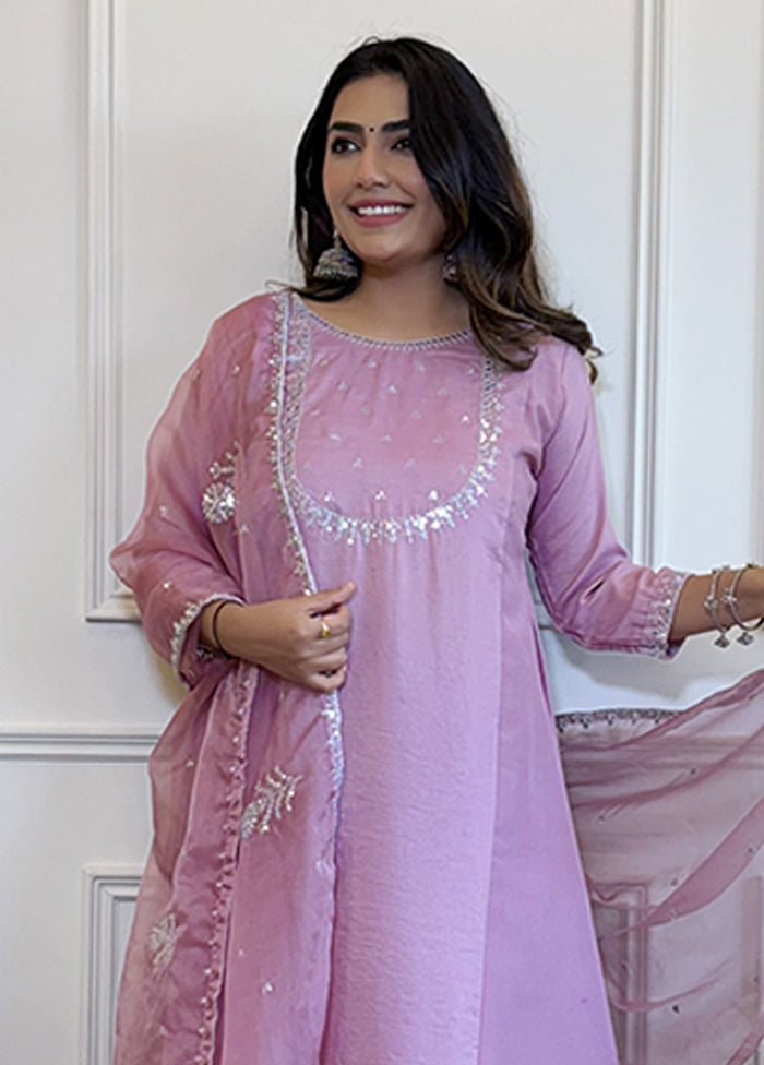 3 Pc Purple Silk Suit Set