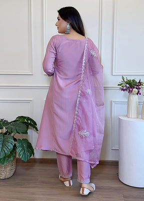 3 Pc Purple Silk Suit Set