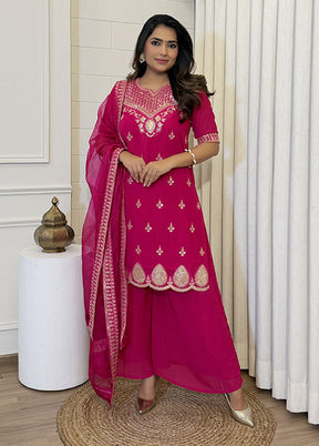 3 Pc Pink Georgette Suit Set