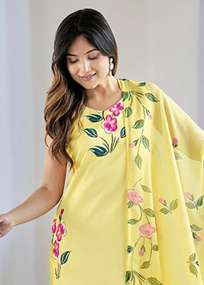 3 Pc Yellow Silk Suit Set