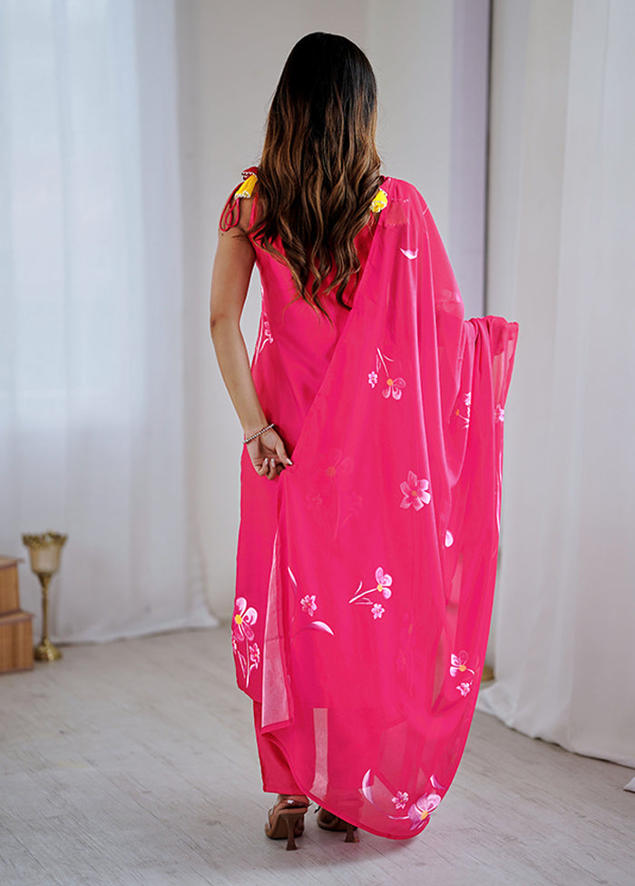 3 Pc Pink Silk Suit Set