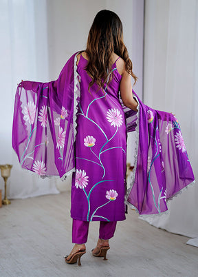3 Pc Purple Silk Suit Set