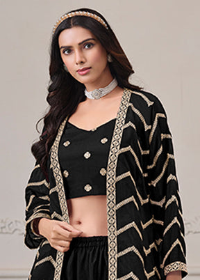 3 Pc Black Plazzo Shurg Suits Set