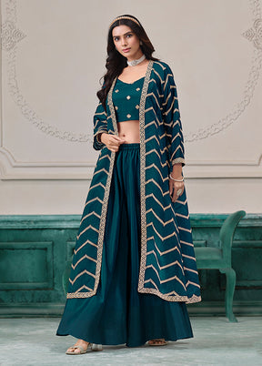3 Pc Green Plazzo Shurg Suits Set