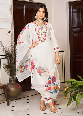 3 Pc Cream Silk Suit Set