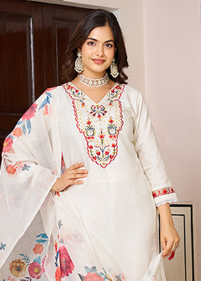 3 Pc Cream Silk Suit Set