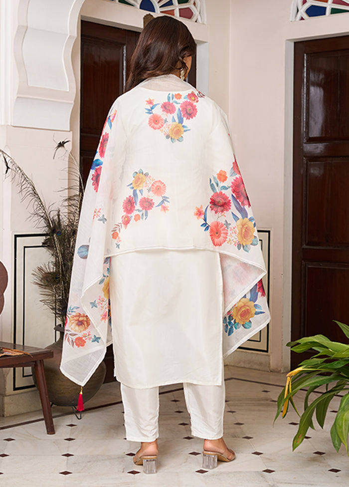 3 Pc Cream Silk Suit Set