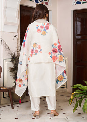 3 Pc Cream Silk Suit Set