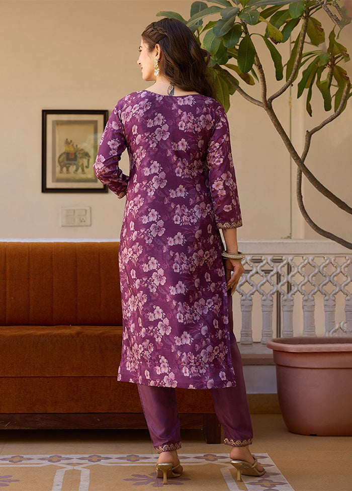 3 Pc Purple Silk Suit Set