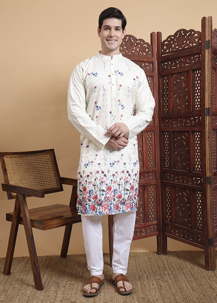 Cream Cotton Kurta & Pajama Set