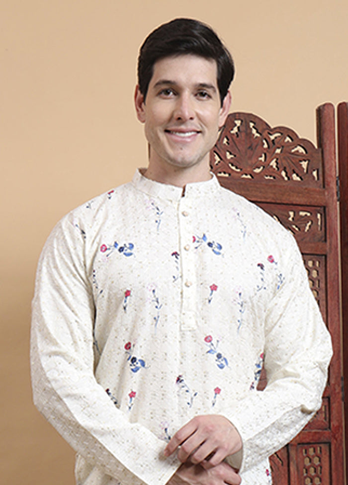 Cream Cotton Kurta & Pajama Set