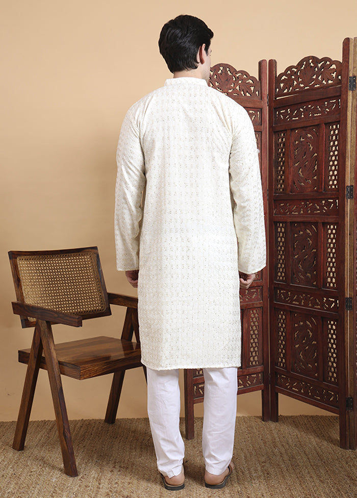 Cream Cotton Kurta & Pajama Set