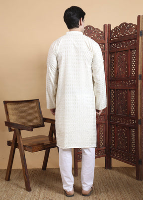 Cream Cotton Kurta & Pajama Set