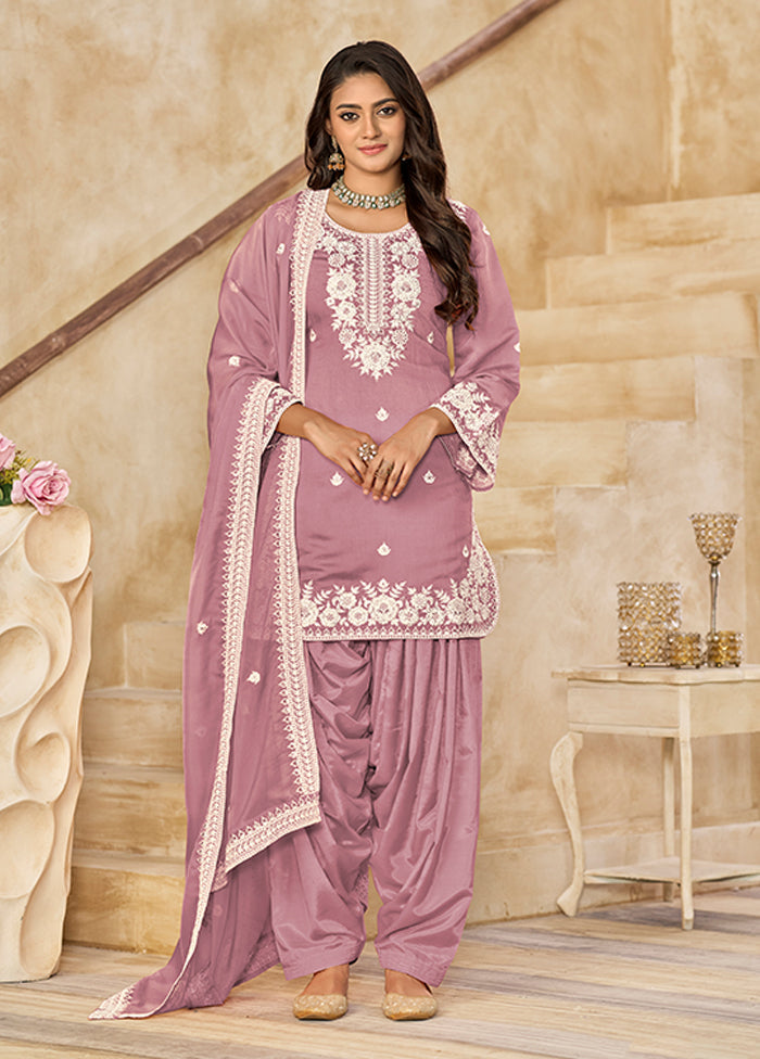 3 Pc Pink Silk Suit Set