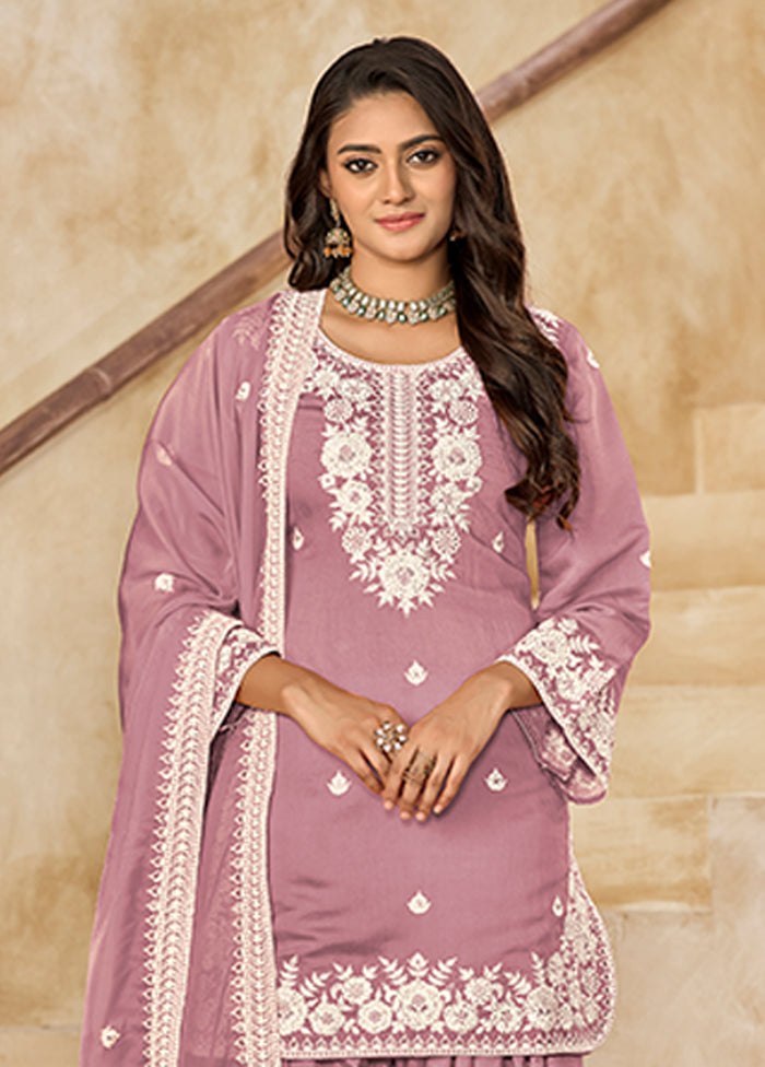 3 Pc Pink Silk Suit Set