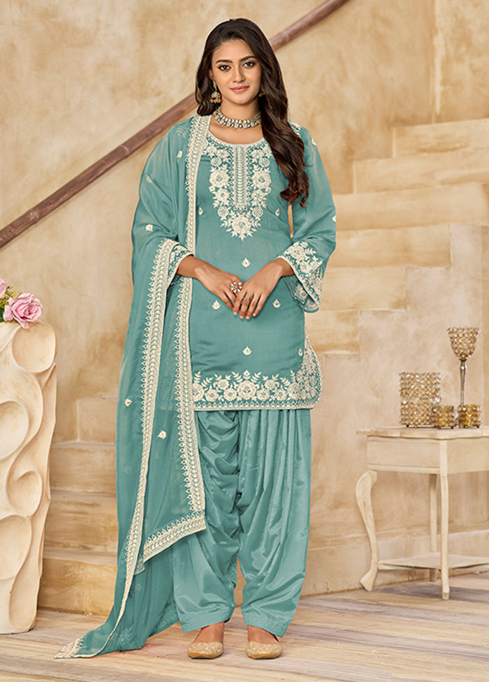 3 Pc Multicolor Silk Suit Set