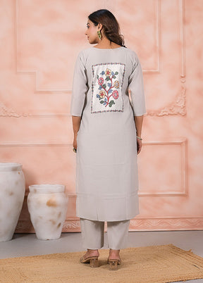 3 Pc Cream Silk Suit Set