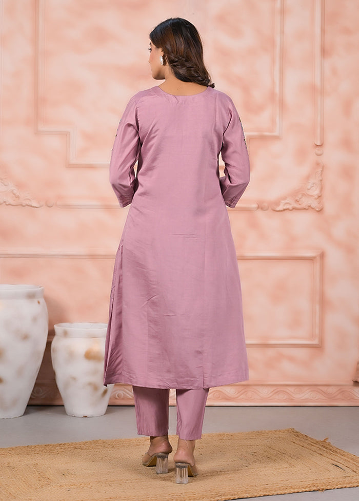 3 Pc Pink Cotton Suit Set