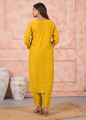 3 Pc Yellow Silk Suit Set