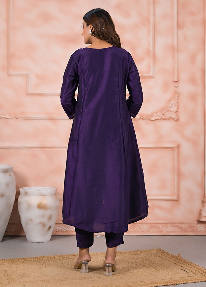 3 Pc Purple Silk Suit Set