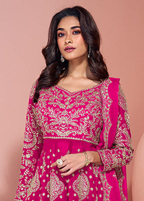 3 Pc Pink Georgette Sharara Suits Set
