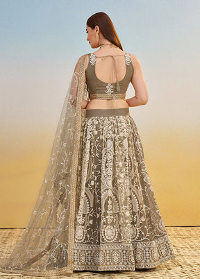 Cream Net Dupatta Lehenga Set