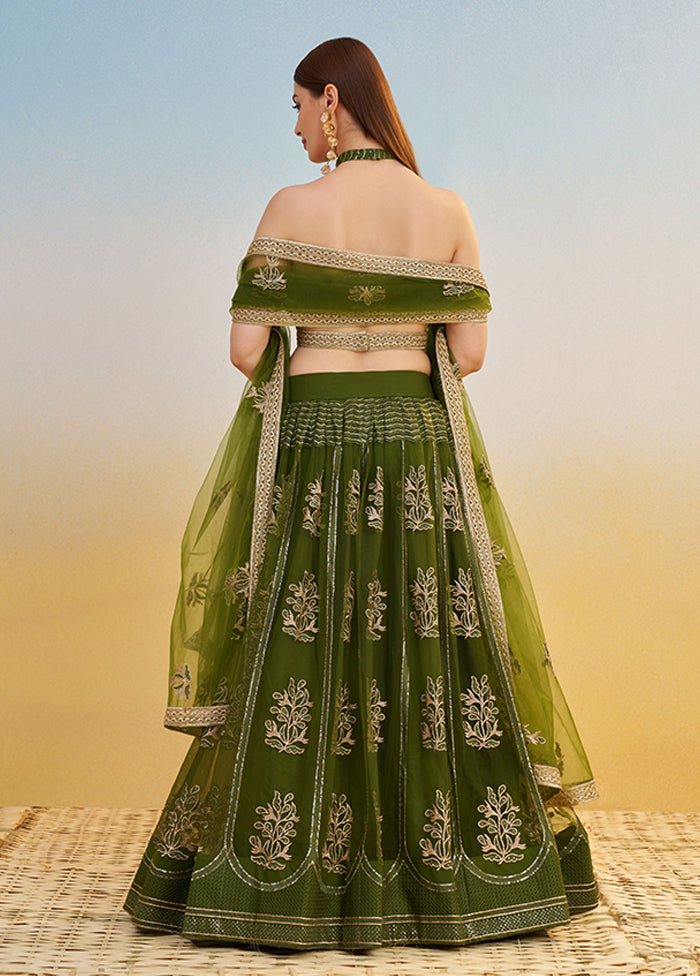 Green Net Dupatta Lehenga Set
