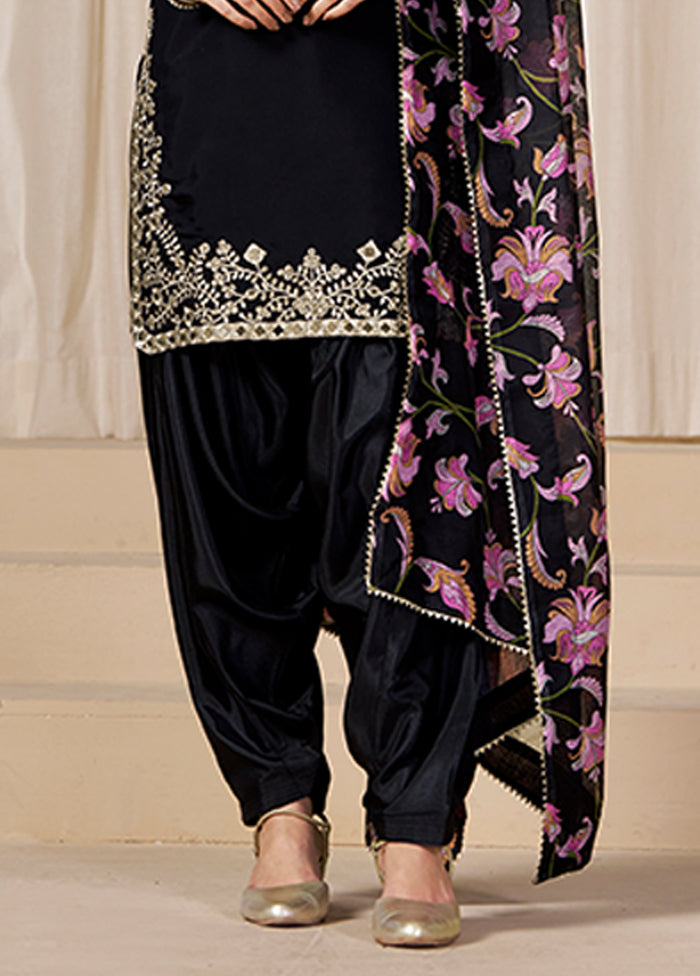 3 Pc Black Silk Suit Set