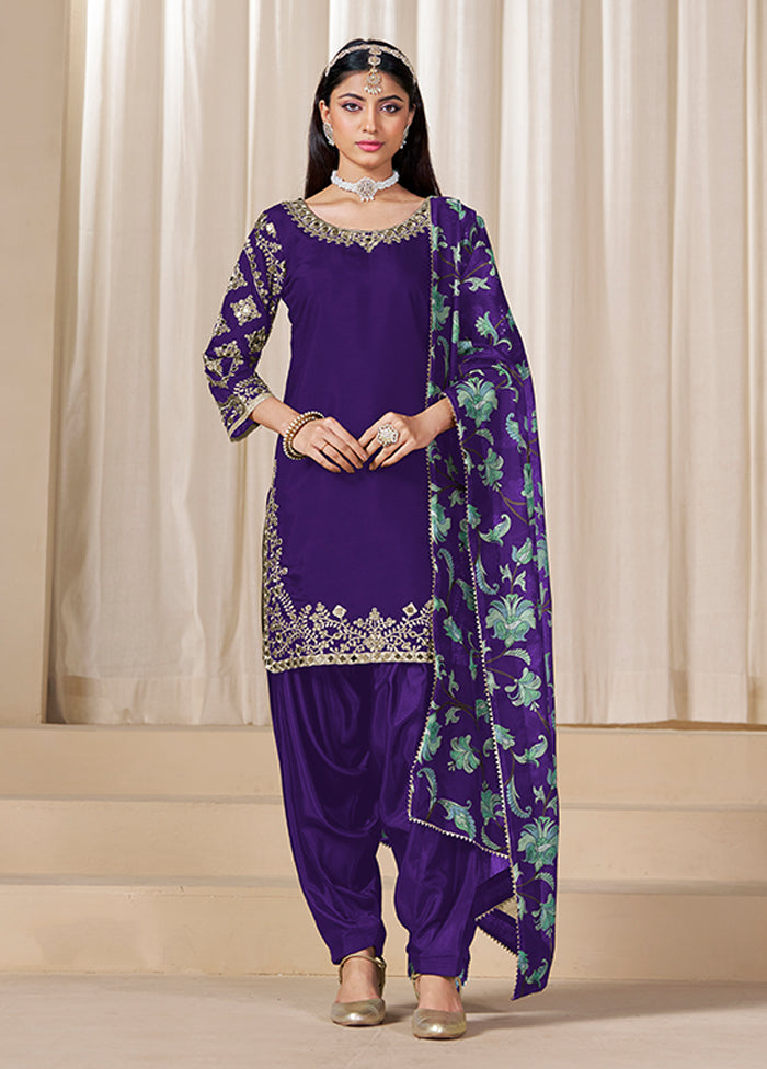 3 Pc Purple Silk Suit Set