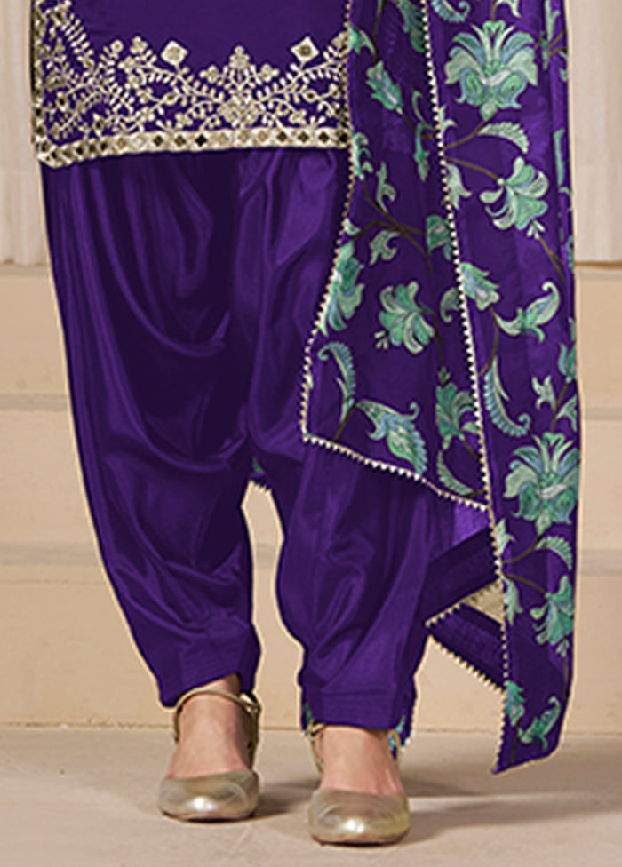 3 Pc Purple Silk Suit Set
