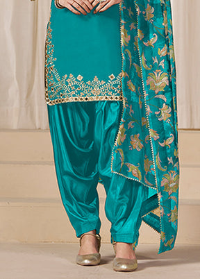 3 Pc Green Silk Suit Set