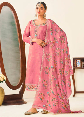 3 Pc Pink Silk Suit Set