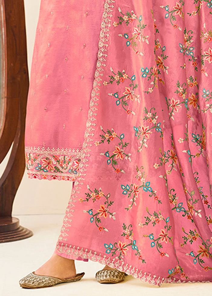 3 Pc Pink Silk Suit Set